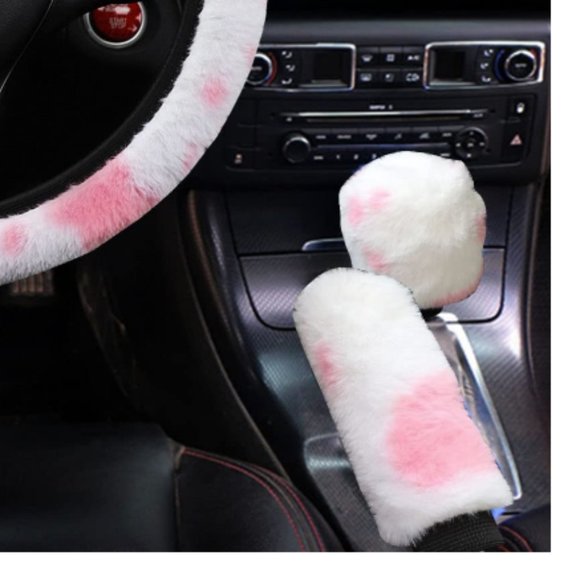 Cow Print Car Handbrake & Gear Shift Cover - Picture 2 of 3